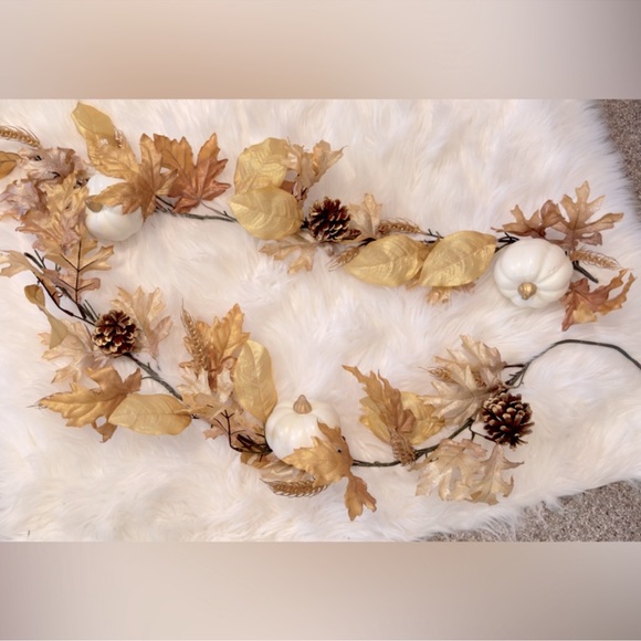 2 Champagne Gold Glitter Pine & Pumpkin Floral Sprays Christmas Tree Decoration - Picture 2 of 8